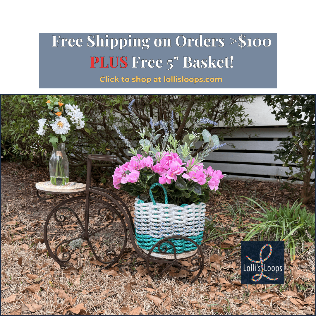 Lolli’s Loops Admiral Basket – Blue/Teal/ Nautical Essential