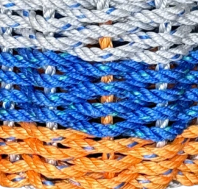 Orange, Blue & Gray Lobster Rope Basket – Handwoven Coastal Storage Organizer