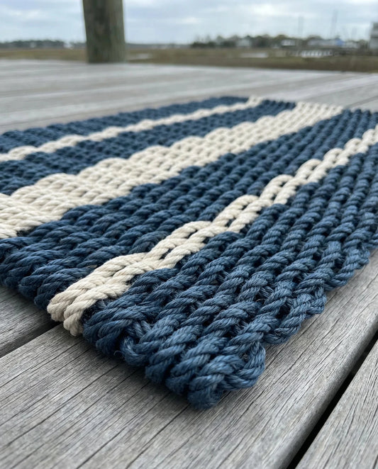 Lobster Rope Doormat - Blue and Sand - Lollis Loops