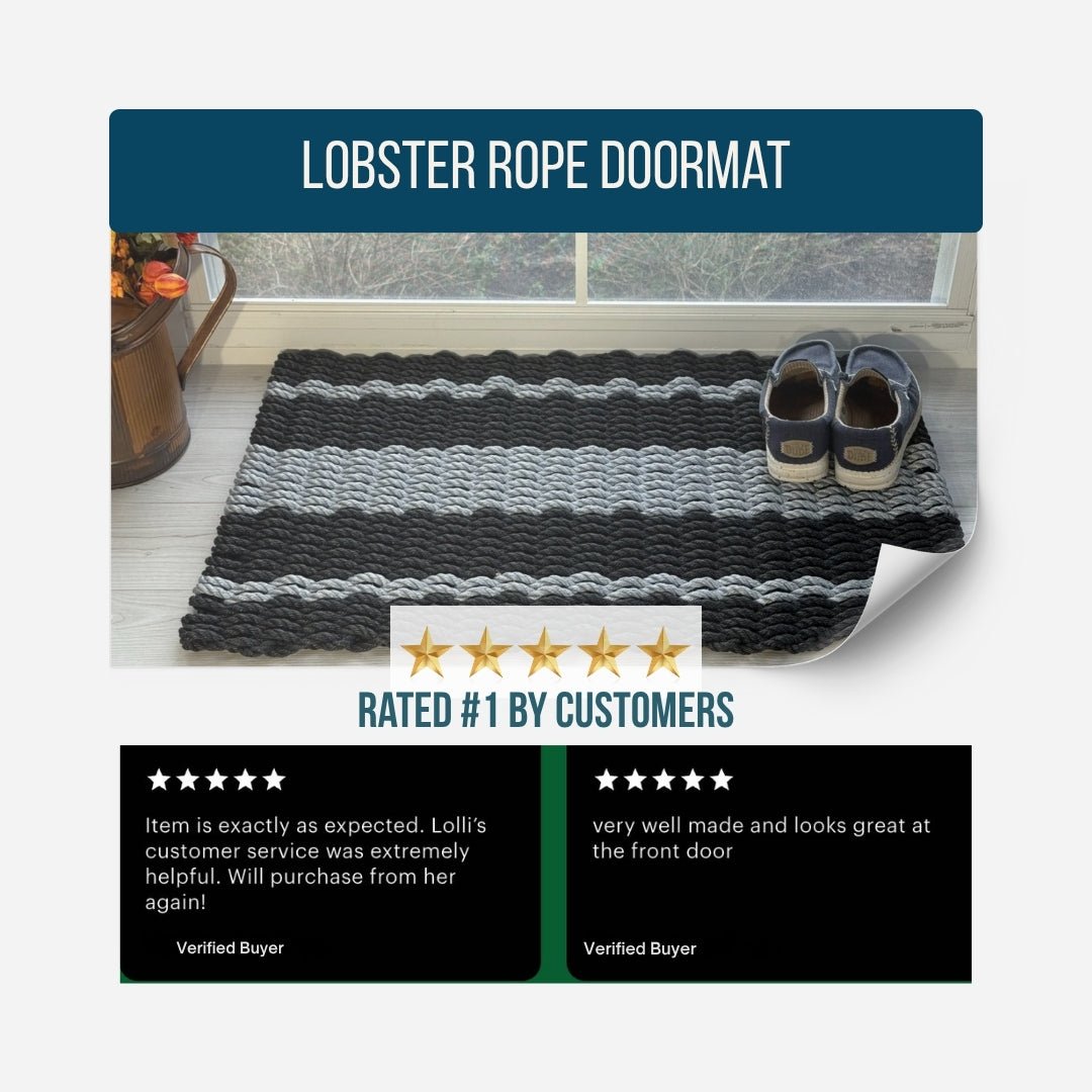 Captain's Rope Doormat - Black and Gray - Lollis Loops
