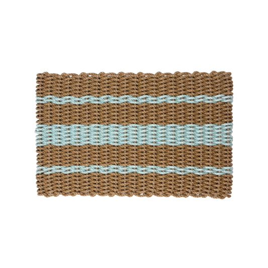 Captain's Rope Doormat - Tan and Seafoam - Lollis Loops