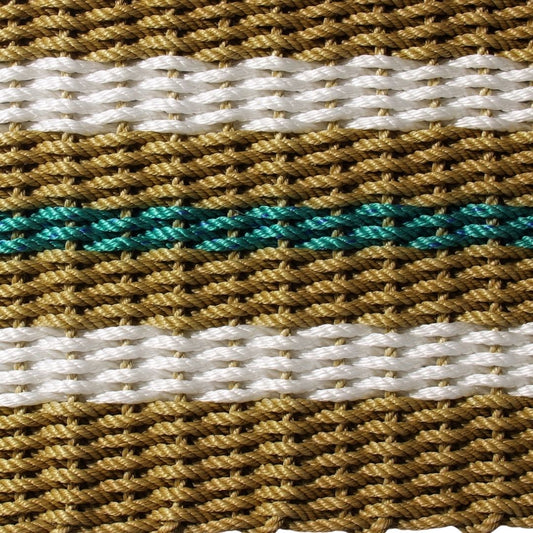 Classic Rope Doormat - Tan, White and Teal - Lollis Loops