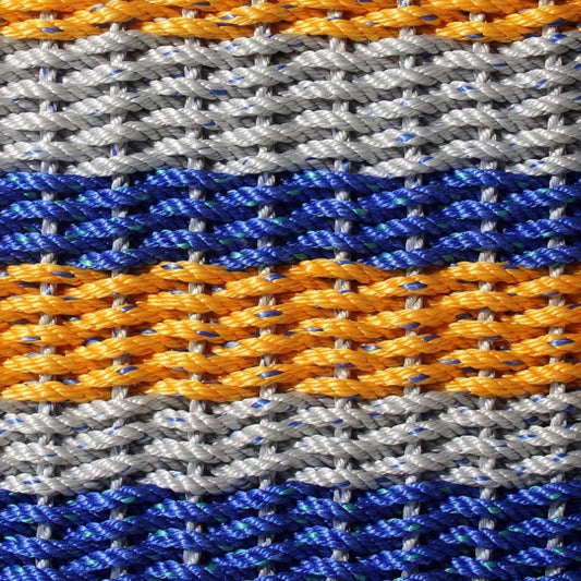 Coastal Wave Doormat - Blue, Orange and Gray - Lollis Loops