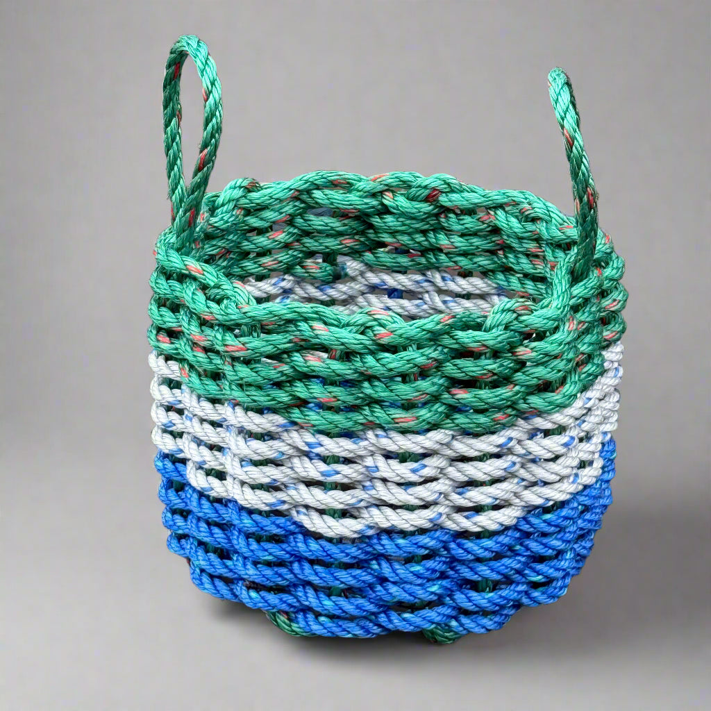 Lolli’s Loops Deep Harbor Drift-B Basket – Green/Grey/Blue Nautical Charm