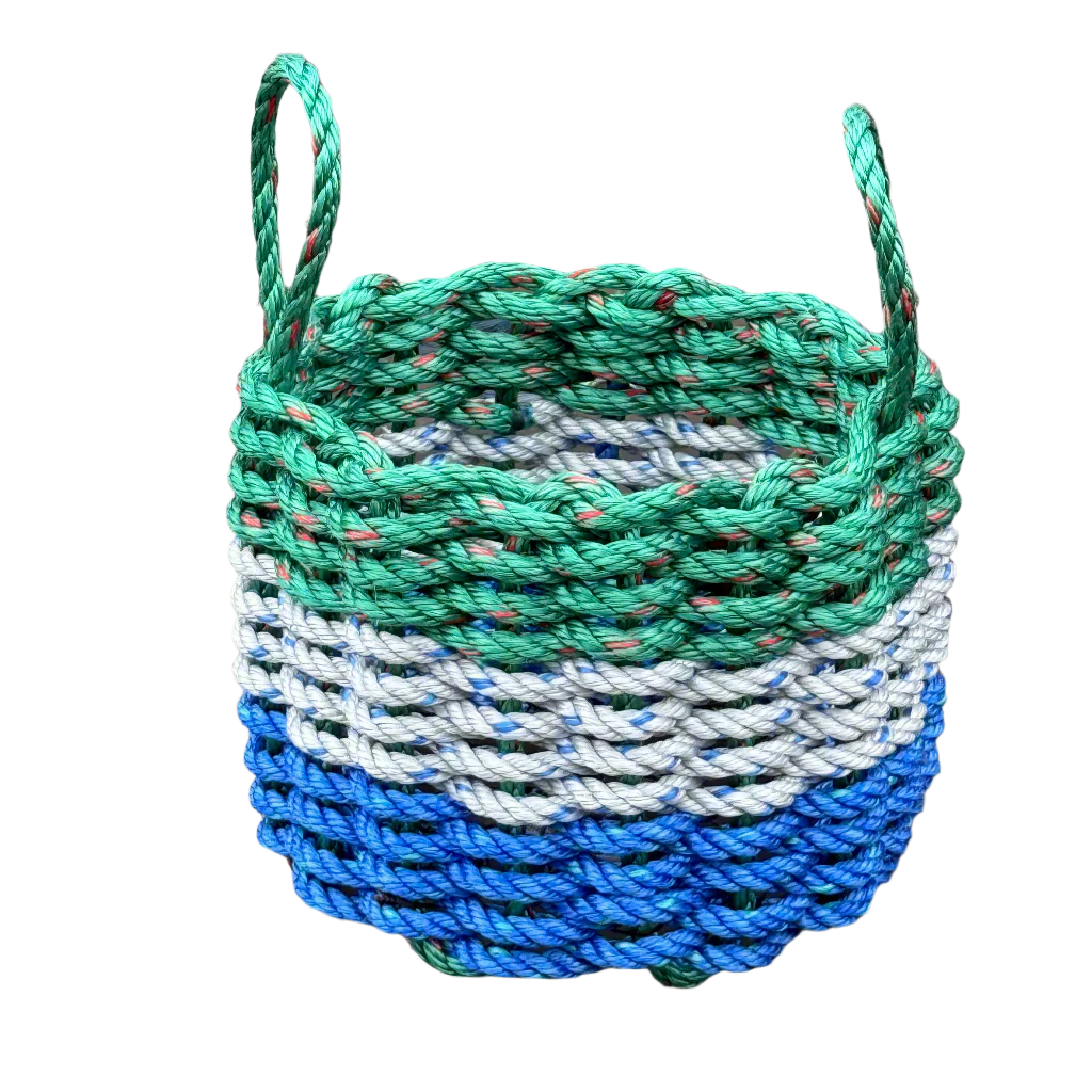Lolli’s Loops Deep Harbor Drift-B Basket – Green/Grey/Blue Nautical Charm