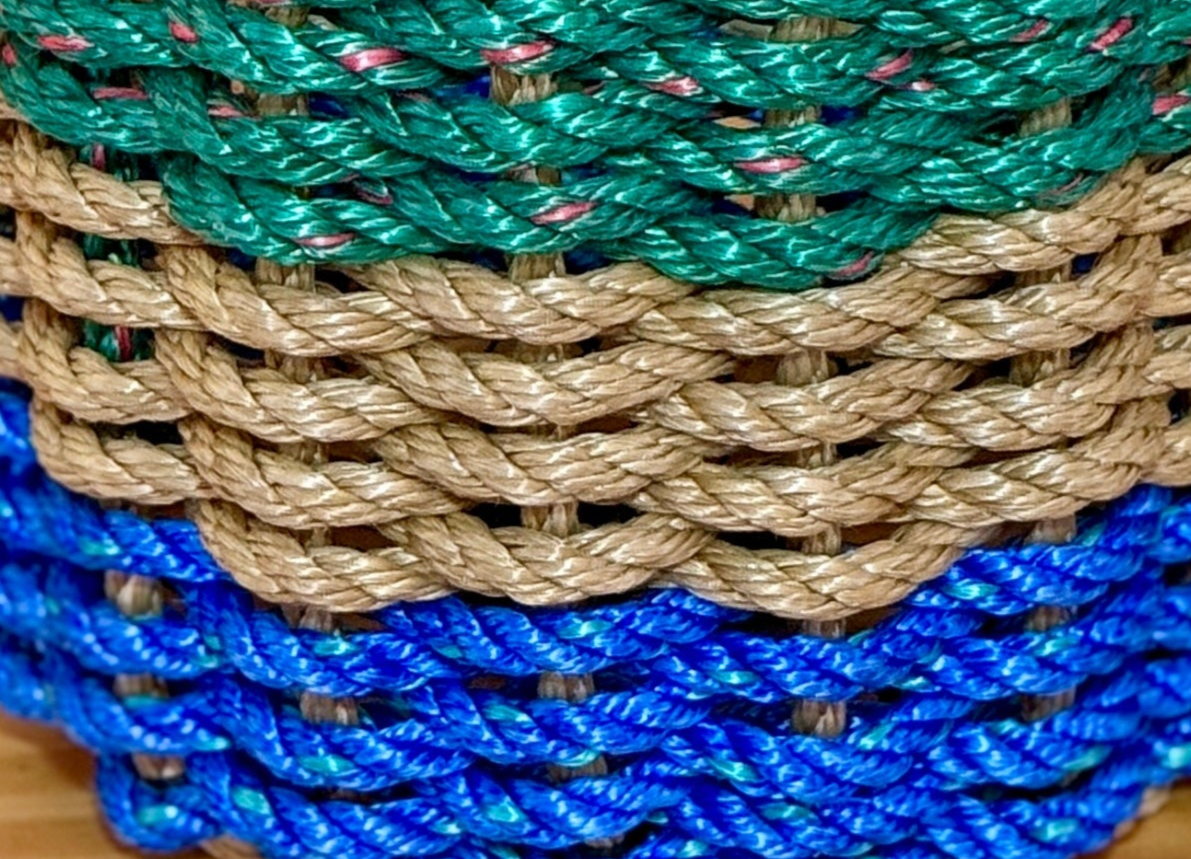 Lolli’s Loops Deep Harbor Drift-A Basket – Green/Tan/Blue Nautical Accent