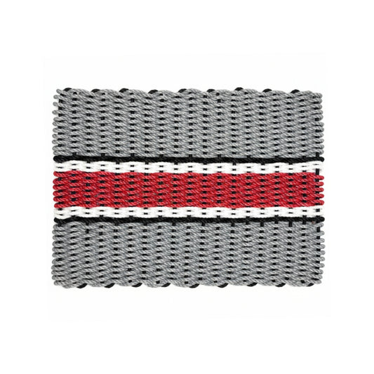 Limited Edition Football Rope Doormat - Gray, Red and White - Lollis Loops