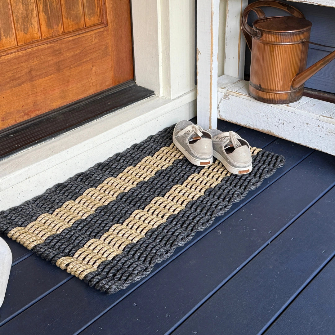Lolli's Classic Black & Tan Lobster Rope Doormat | Unmatched Durability & Coastal Style