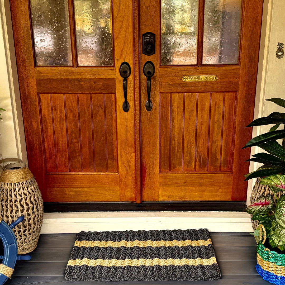 Lolli's Classic Black & Tan Lobster Rope Doormat | Unmatched Durability & Coastal Style