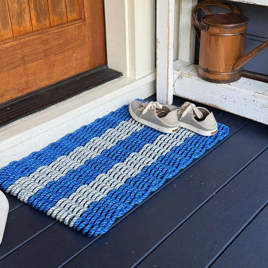 Classic Rope Doormat - Blue and Gray - Lollis Loops