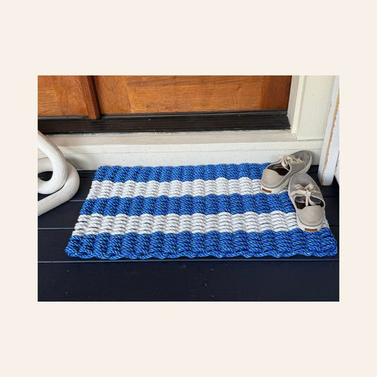 Classic Rope Doormat - Blue and White - Lollis Loops