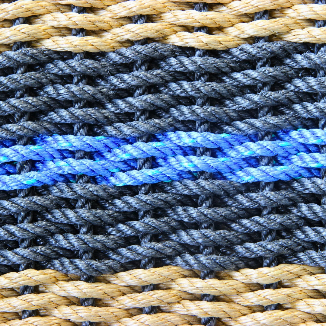 Black, Tan & Blue Lobster Rope Doormat – Classic Coastal Outdoor Entry Mat