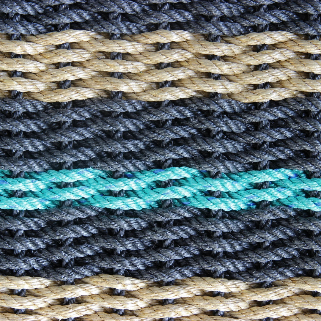 Lolli's Classic+ Black, Tan & Teal Lobster Rope Doormat | Unmatched Durability & Coastal Style