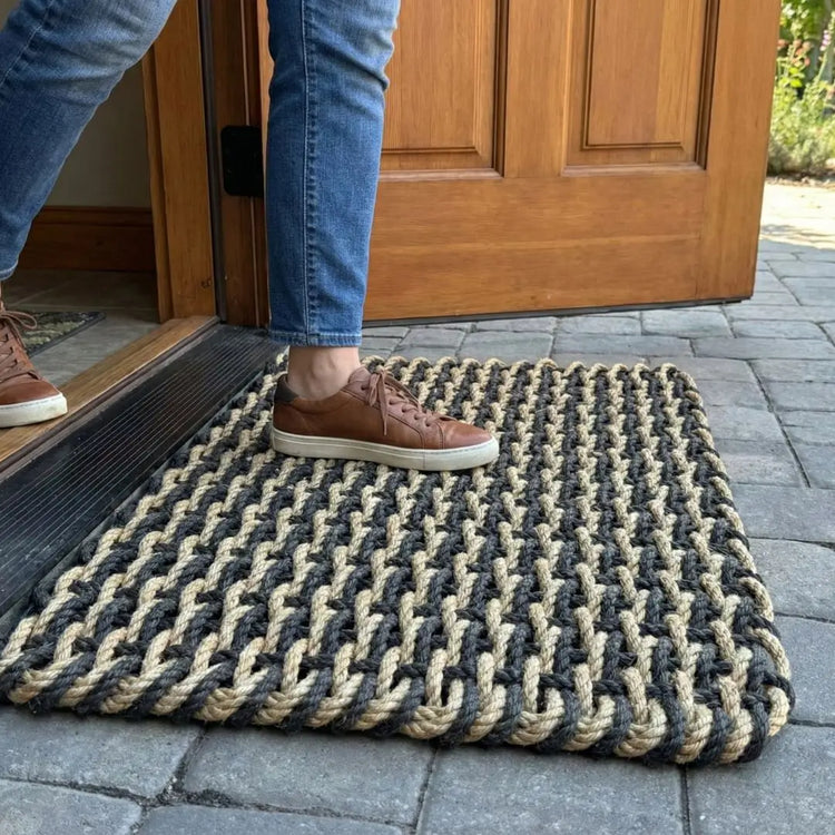 The complete portfolio of Lolli's Loops handwoven lobster rope doormats in various colors and styles, artisan-crafted in Southport, North Carolina for premium coastal porches.