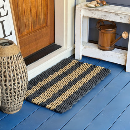 Lolli’s Loops Lobster Rope Doormat (Black/Tan)-Midnight Sands