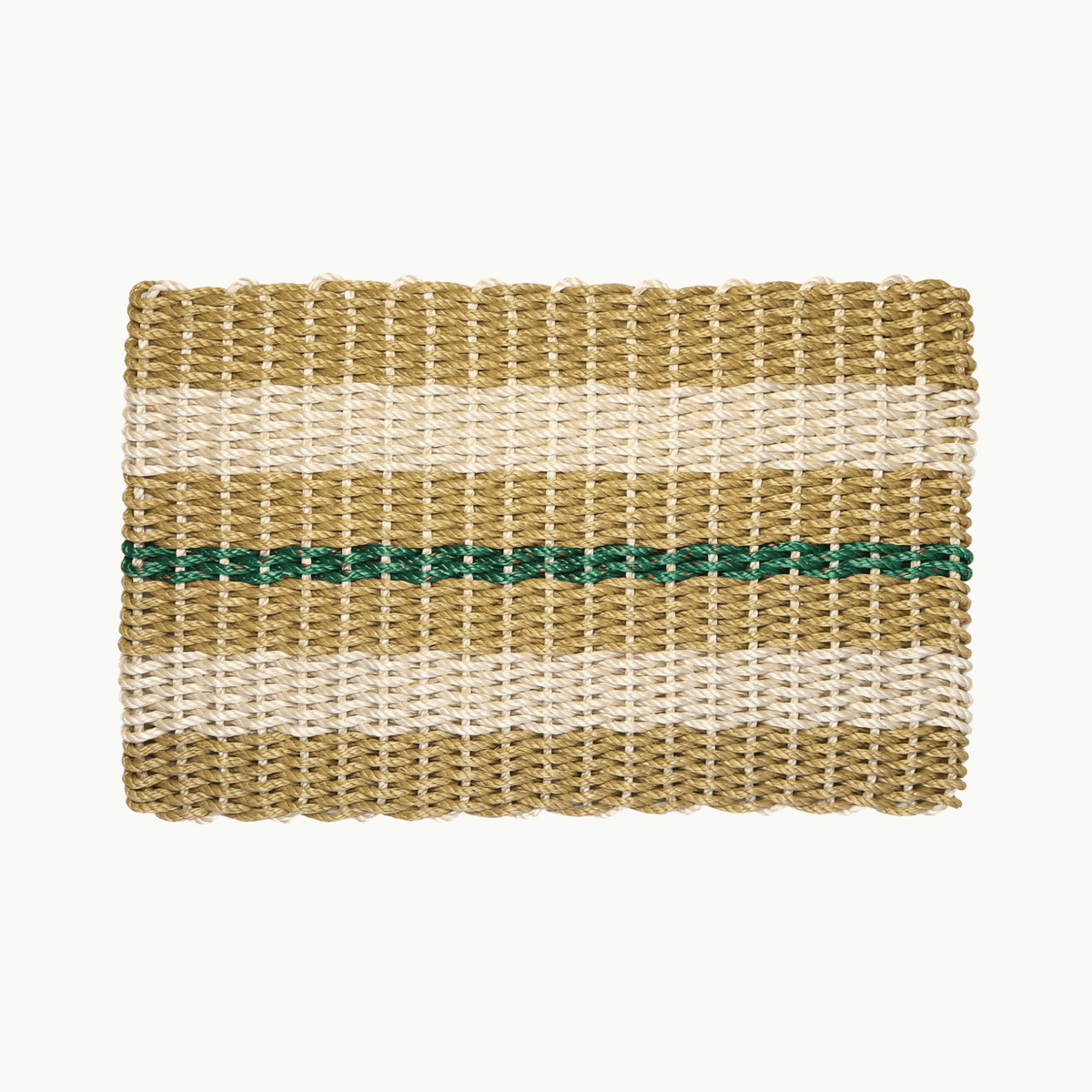 Lolli's Loops Signature Stripe Collection Marine Rope Doormat - Tan, Sand & Green, All-Weather - Lollis Loops