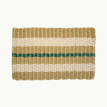 Lolli's Loops Signature Stripe Collection Marine Rope Doormat - Tan, Sand & Green, All-Weather - Lollis Loops