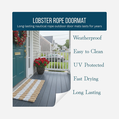 Classic Rope Doormat - Tan and White - Lollis Loops
