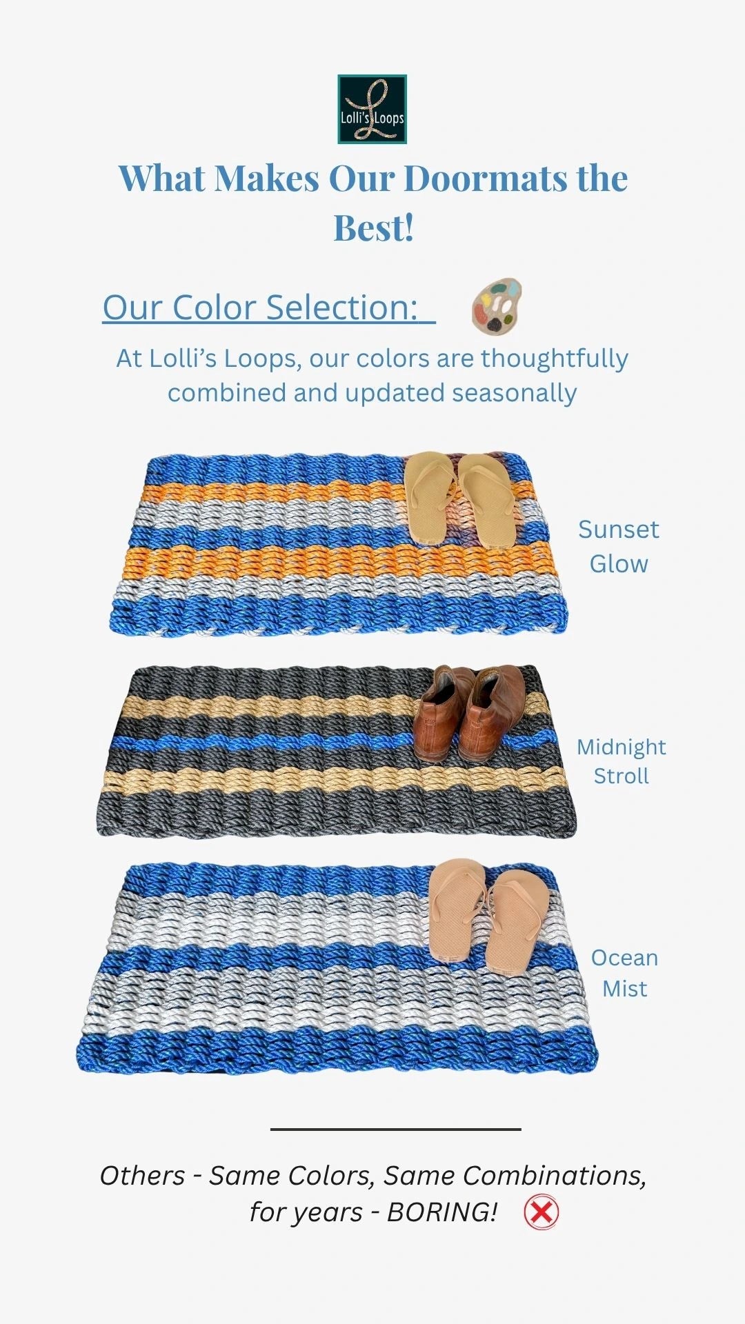 Lolli's Classic Teal & Gray Lobster Rope Doormat | Unmatched Durability & Coastal Style