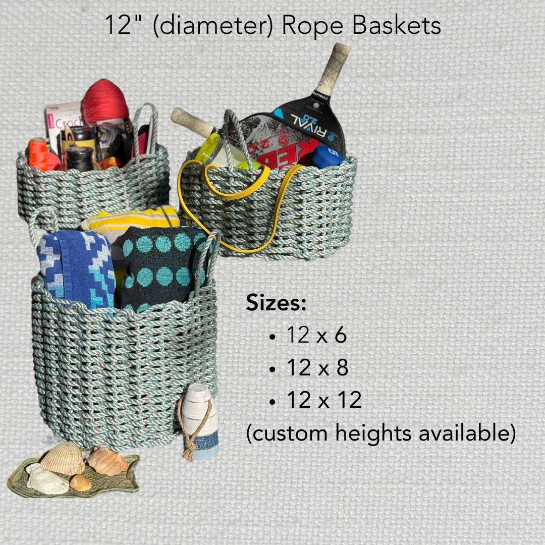 Lolli’s Loops Handwoven Lobster Rope Basket (Green/Blue/Tan) – Coastal Chic with a Twist