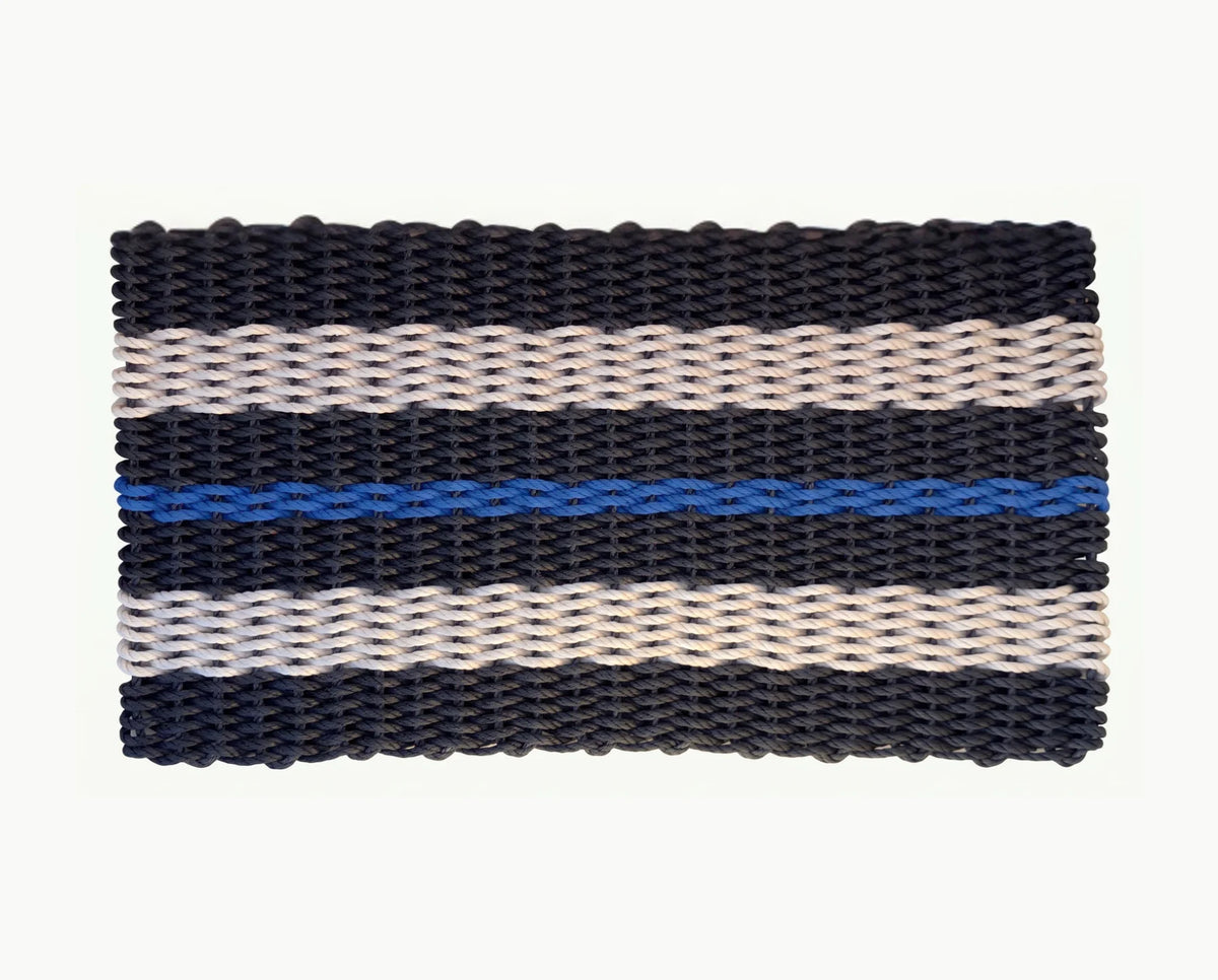 Black, Sand & Blue Signature Stripe Lobster Rope Doormat - Lolli's Loops