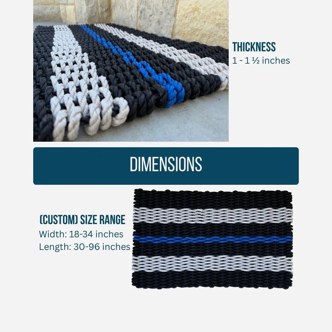 Classic Rope Doormat - Black, Sand and Blue - Lollis Loops