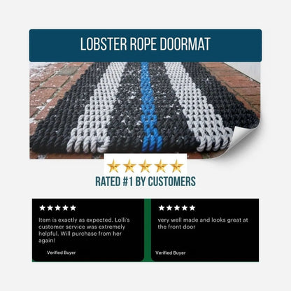 Classic Rope Doormat - Black, Sand and Blue - Lollis Loops