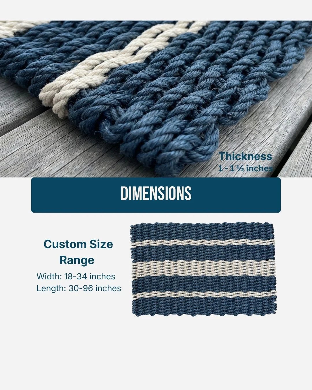 Lobster Rope Doormat - Blue and Sand - Lollis Loops