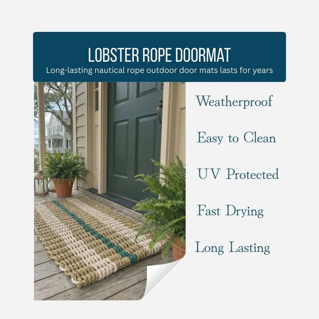 Classic Rope Doormat - Tan, Sand and Green - Lollis Loops