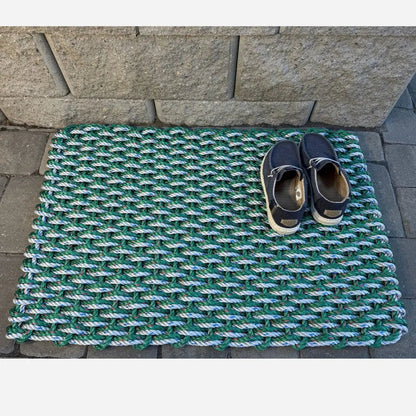 Limited Edition Double Weave Doormat - Green and Gray - Lollis Loops