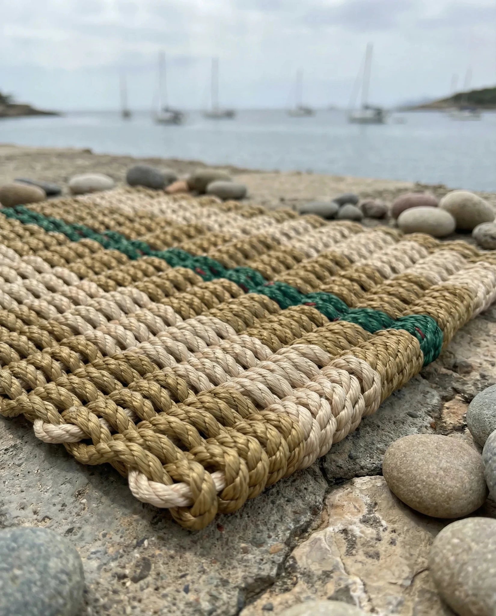 Classic Rope Doormat - Tan, Sand and Green - Lollis Loops