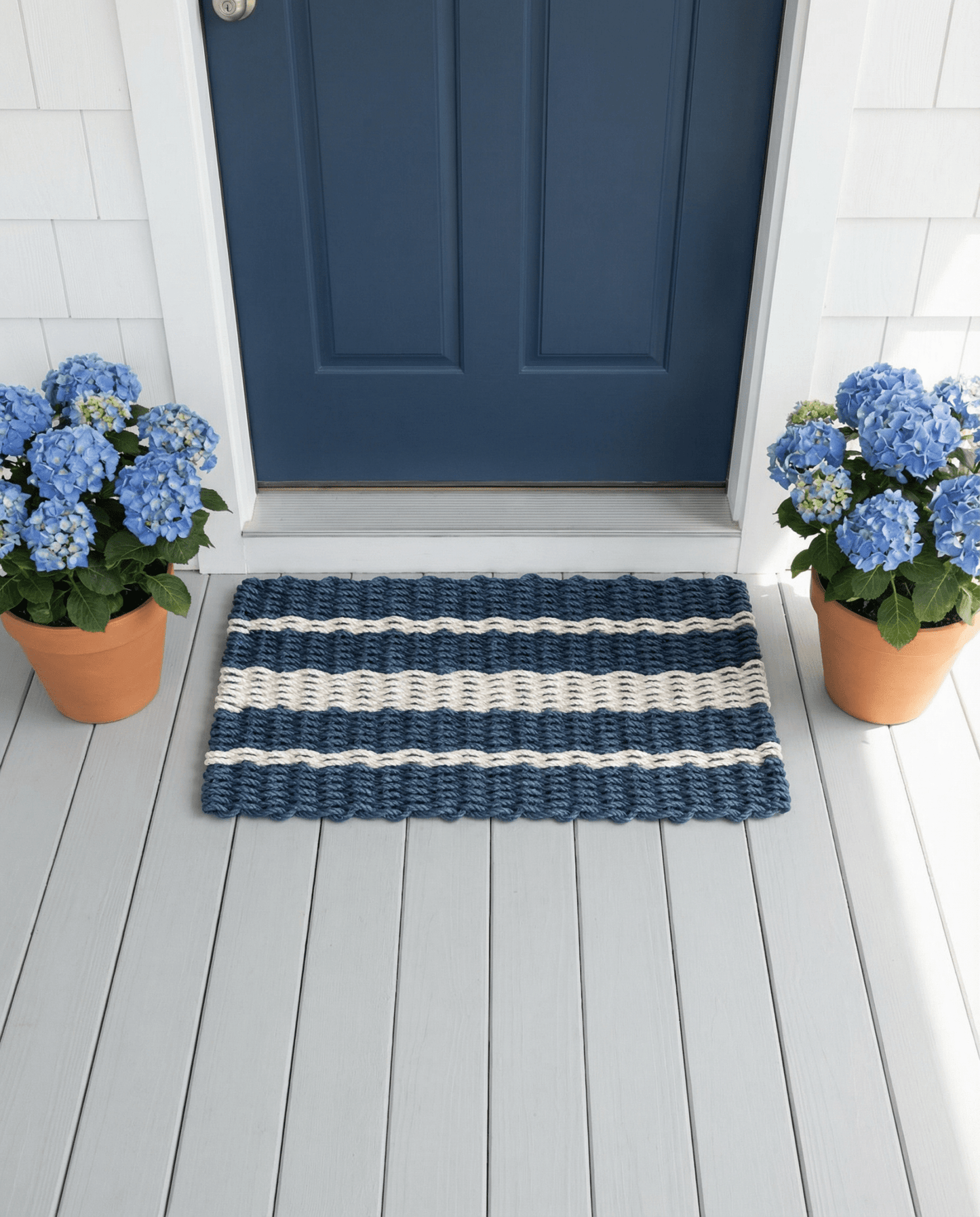 Lobster Rope Doormat - Blue and Sand - Lollis Loops