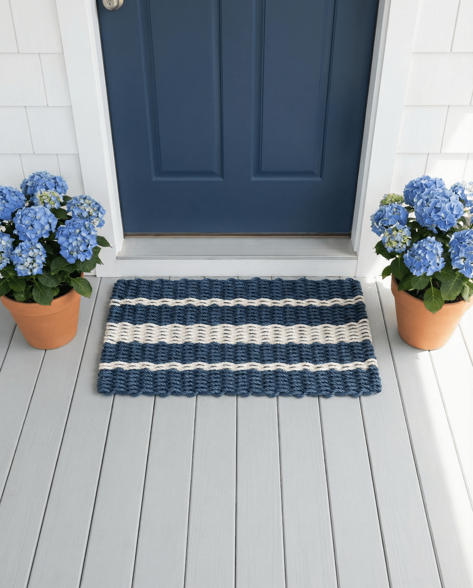 Lobster Rope Doormat - Blue and Sand - Lollis Loops
