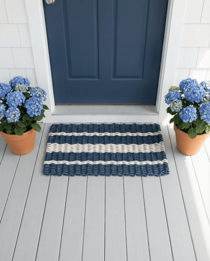 Lobster Rope Doormat - Blue and Sand - Lollis Loops