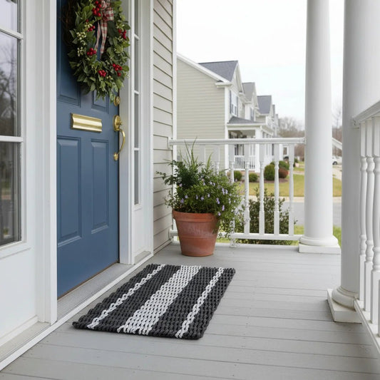 Captain's Rope Doormat - Black and Gray - Lollis Loops