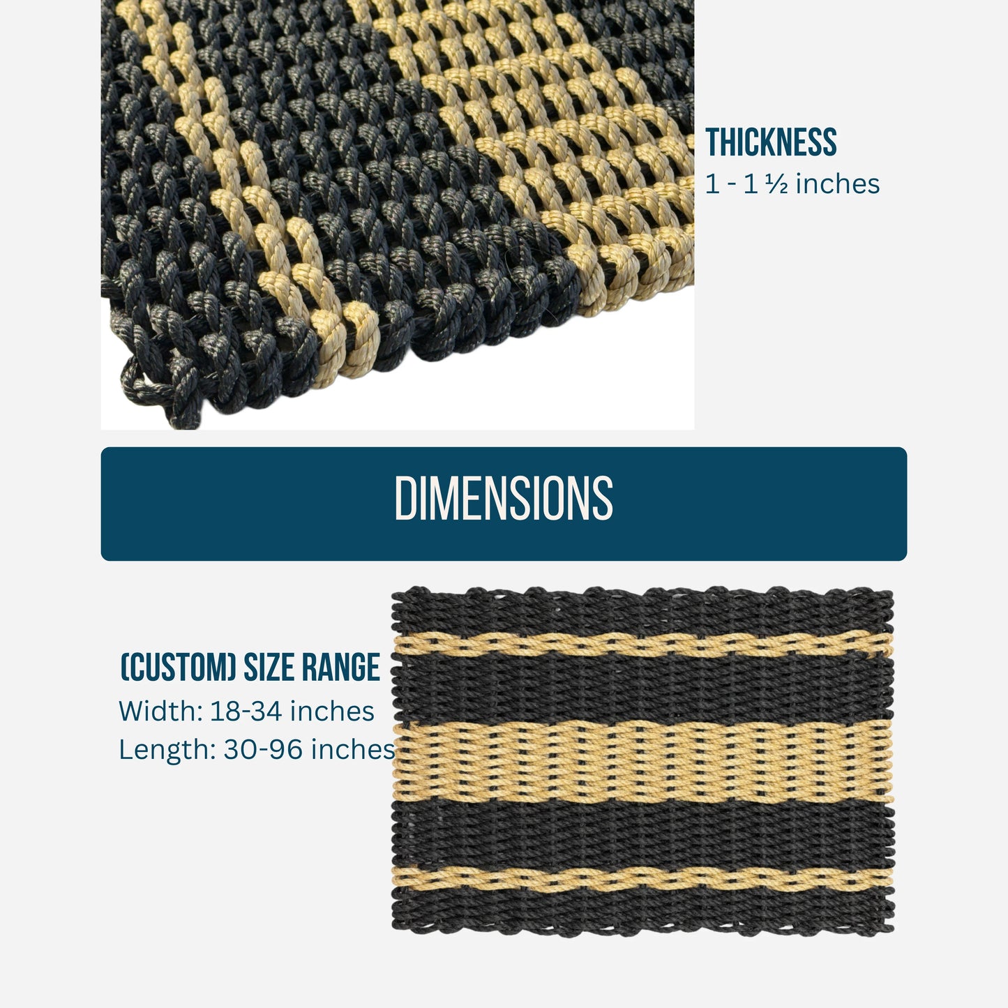 Captain's Rope Doormat - Black and Tan - Lollis Loops