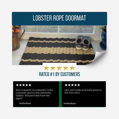 Captain's Rope Doormat - Black and Tan - Lollis Loops