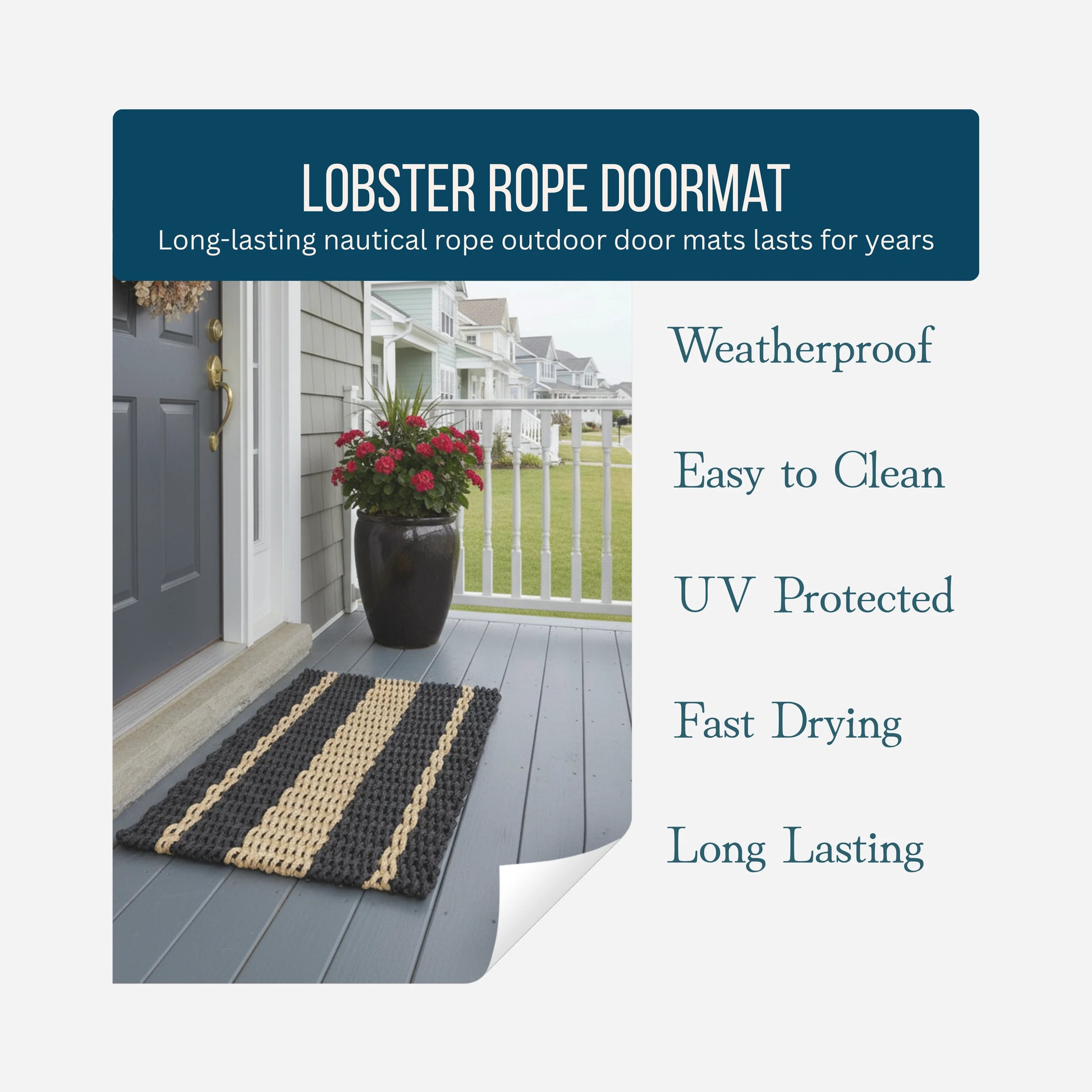 Captain's Rope Doormat - Black and Tan - Lollis Loops
