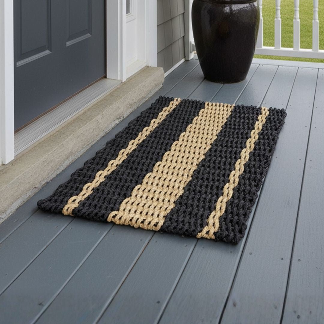 Captain's Rope Doormat - Black and Tan - Lollis Loops