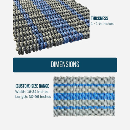 Captain's Rope Doormat - Gray and Blue - Lollis Loops