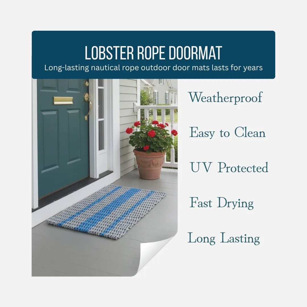 Captain's Rope Doormat - Gray and Blue - Lollis Loops