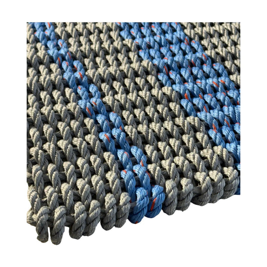 Captain's Rope Doormat - Gray and Blue - Lollis Loops