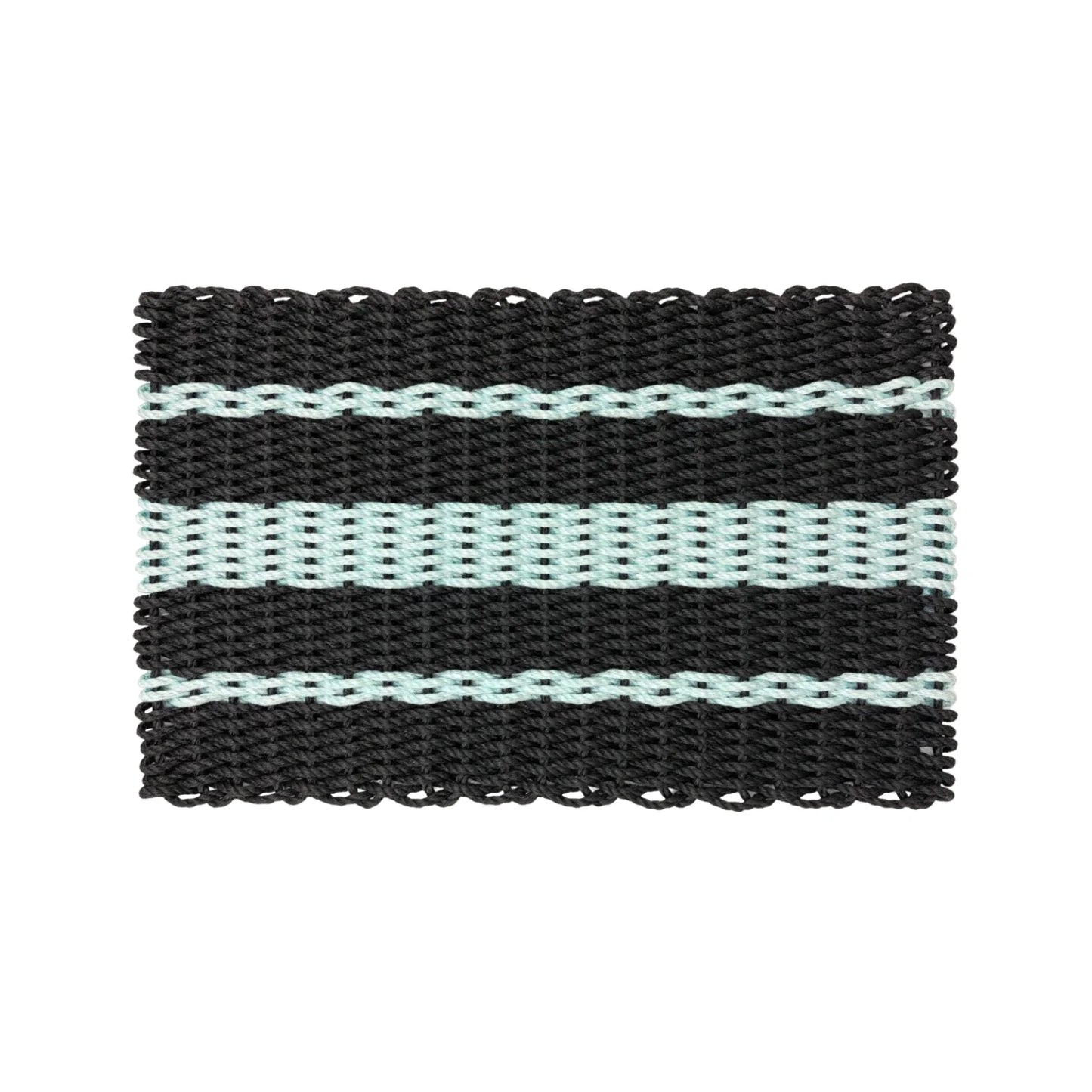 Captain's Rope Doormat - Black and Seafoam - Lollis Loops