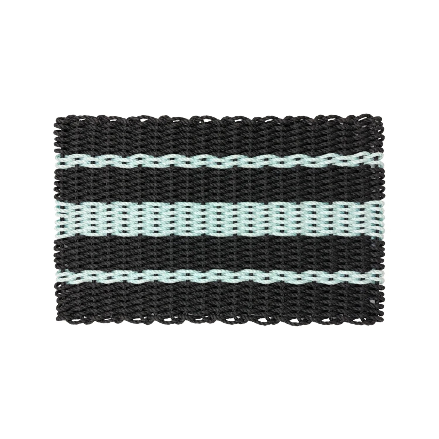 Captain's Rope Doormat - Black and Seafoam - Lollis Loops