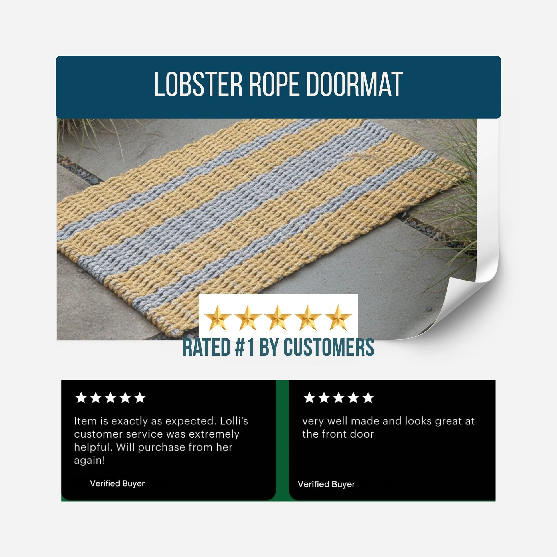 Captain's Rope Doormat - Tan and Gray - Lollis Loops