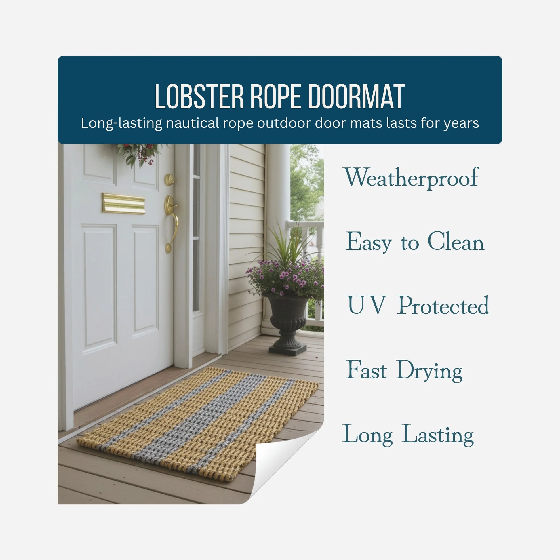 Captain's Rope Doormat - Tan and Gray - Lollis Loops