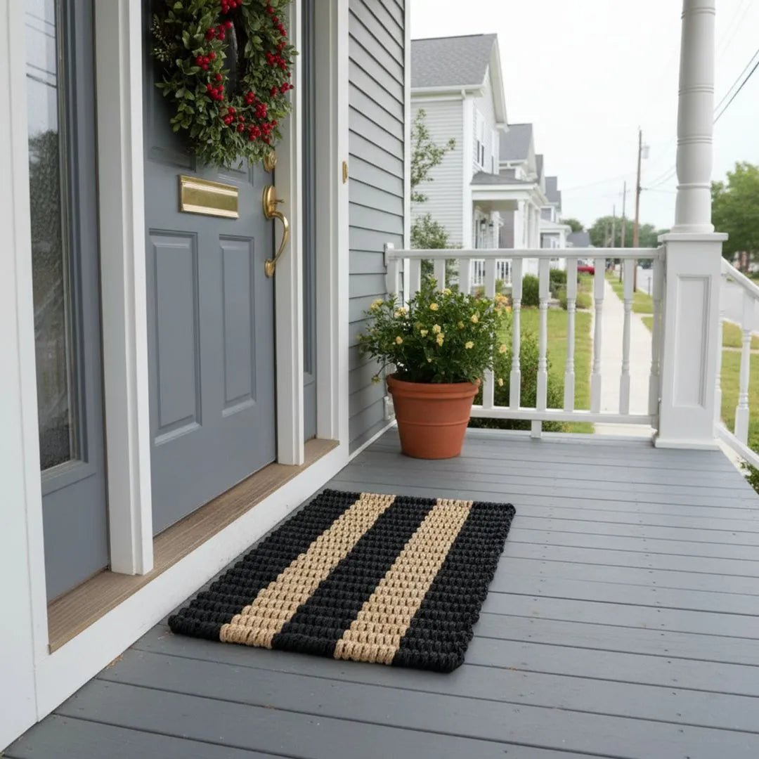 Captain's Rope Doormat - Black and Tan - Lollis Loops