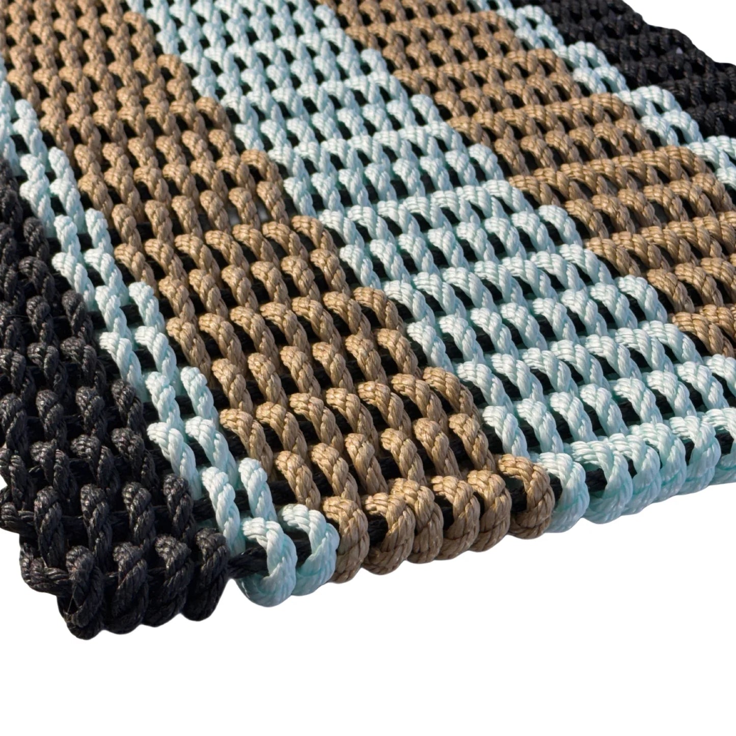 Captain's Rope Doormat - Black Tan Seafoam - Lollis Loops