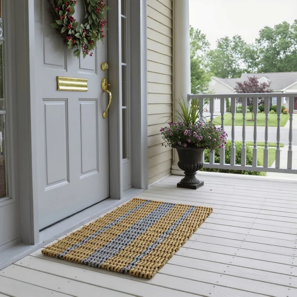 Captain's Rope Doormat - Tan and Gray - Lollis Loops