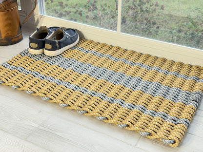 Captain's Rope Doormat - Tan and Gray - Lollis Loops